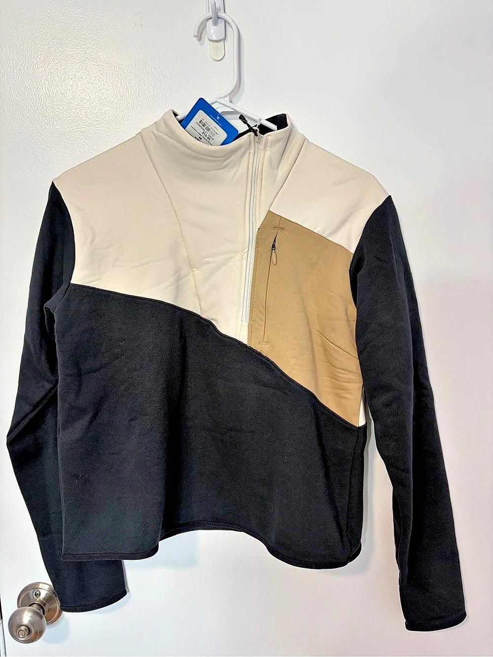 Columbia NWT Women's Lodge Hybrid Pullover Size M Colorblock Half Zip Cropped